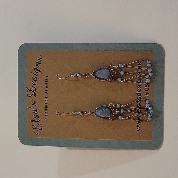 1795- Glass Beads Handmade Women's Earrings Blue Color NWT - Picture 1 of 4